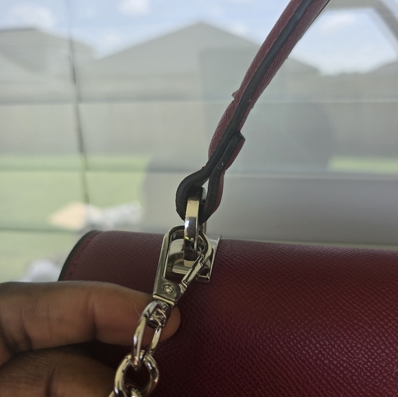 Prada Crossbody Top Handle HandBag Chain Strap Red Women Leather New 2way - Picture 10 of 16